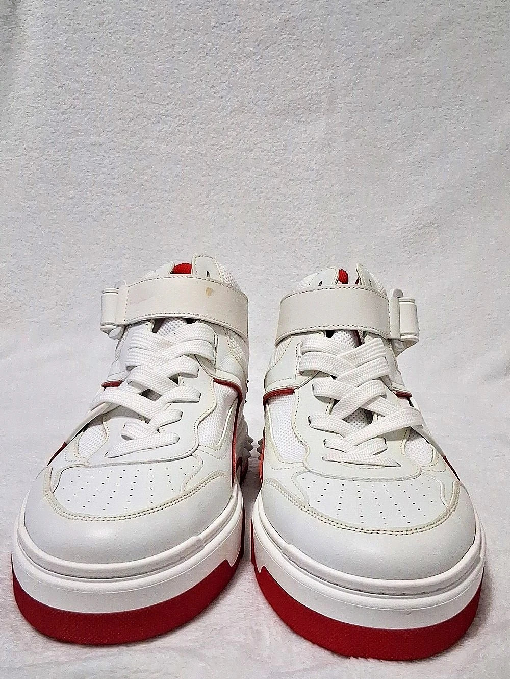 Christian Louboutin Astroloubi High-Top Sneakers White & Red Minor Stains